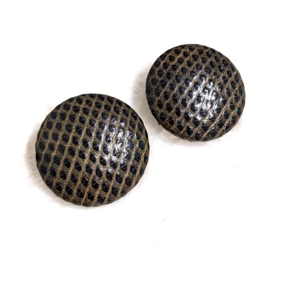 Attitude's by Paris Jewelry - Vintage 1980's Faux Leather "Attitudes by Paris" Clip Button Earrings